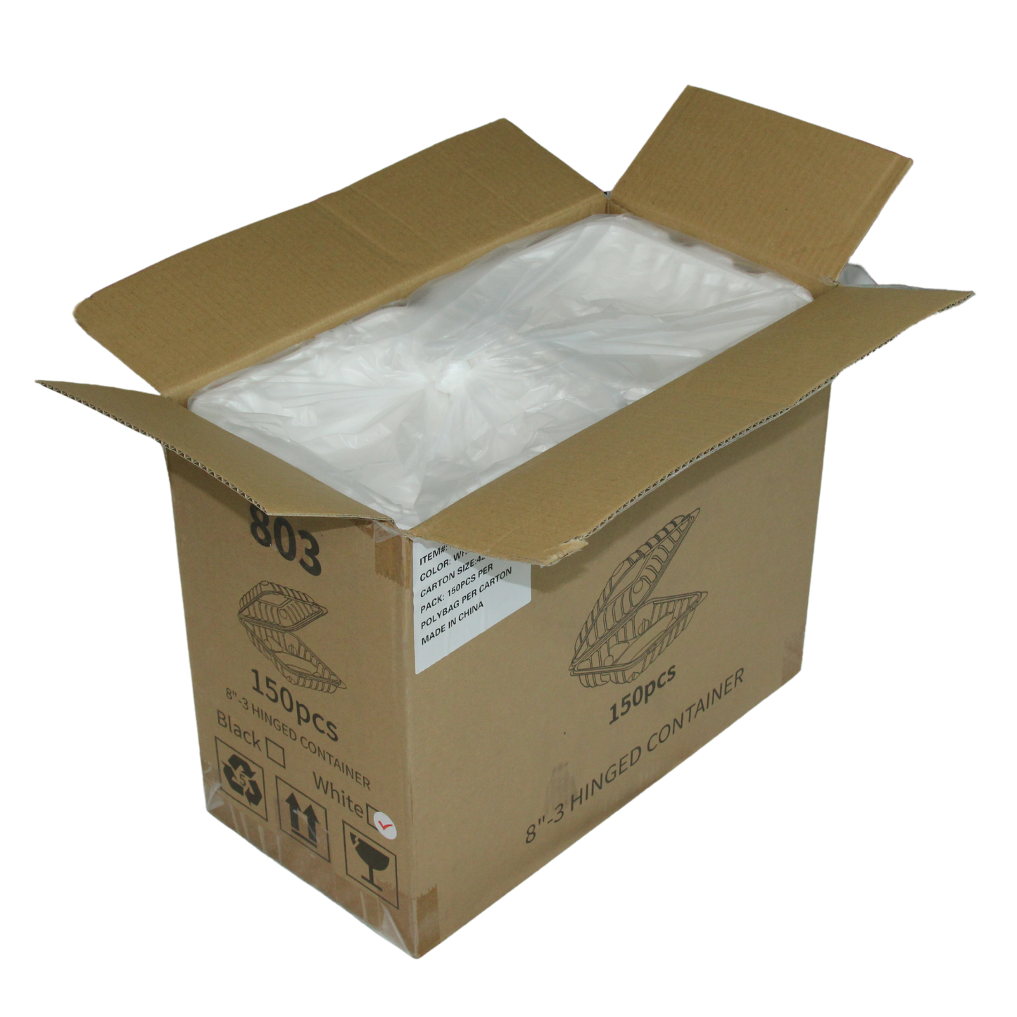 Mineral Filled 8x8 3 Compartment Clamshell - 150/Box