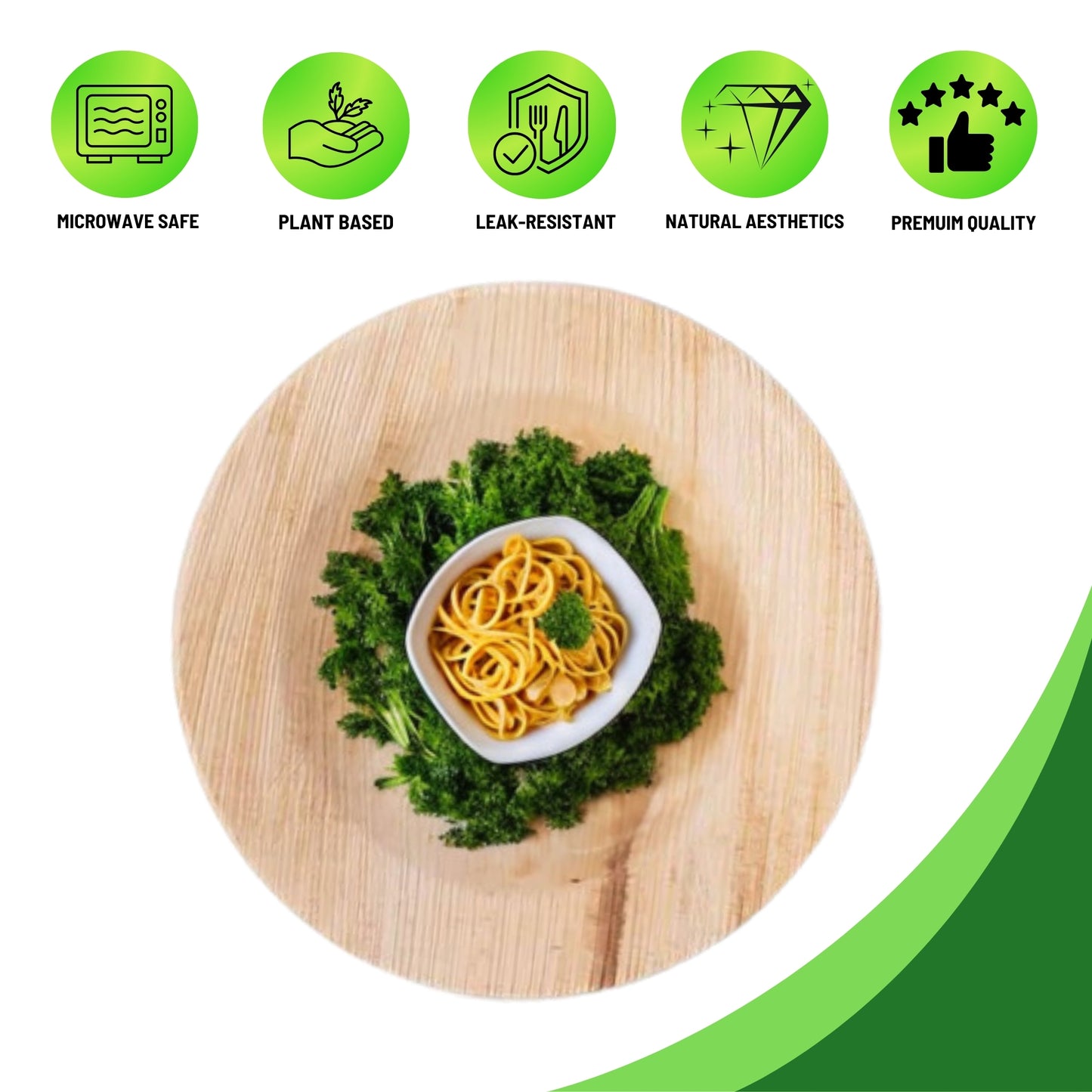 Palm Leaf Areca Wooden Bamboo Pasta Bowls (9") - 200 PCS/Box