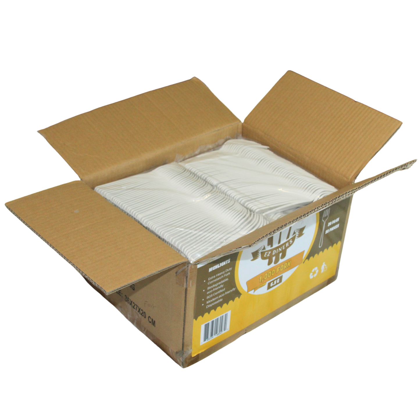Heavy Modern Cornstarch Fork - 6.5g, 20 Pack (1000 pcs/Box)