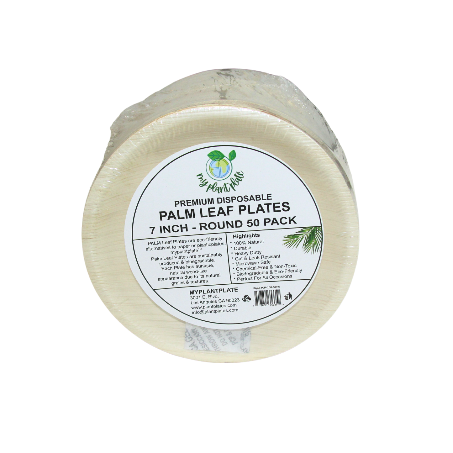 Areca Palm Leaf Plates - 7 Inch Round (200 pcs/box)