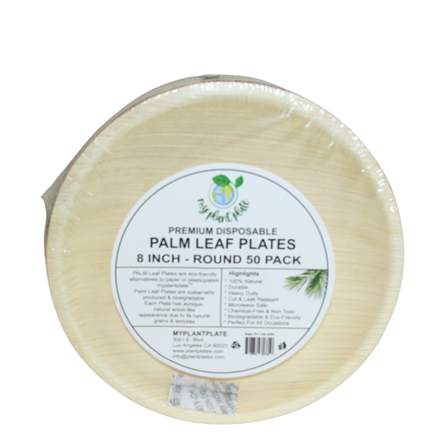 Areca Palm Leaf Plates - 8 Inch Round (200 pcs/box)