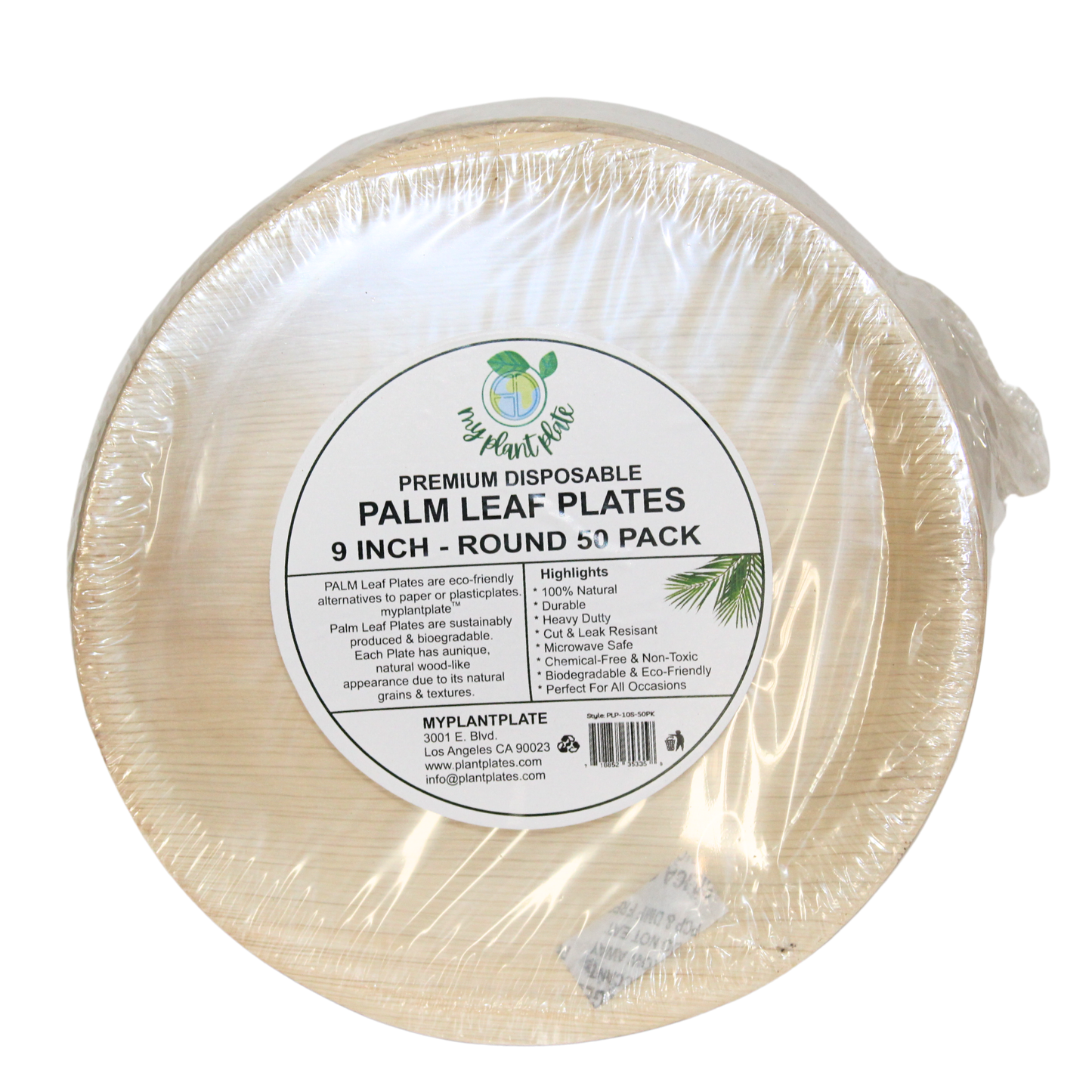 Areca Palm Leaf Plates - 9 Inch Round (200 pcs/box)