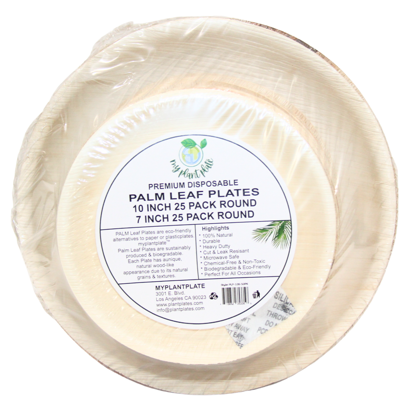 Areca Palm Leaf Round Plates Combo (10" & 7") - 200 pcs/box