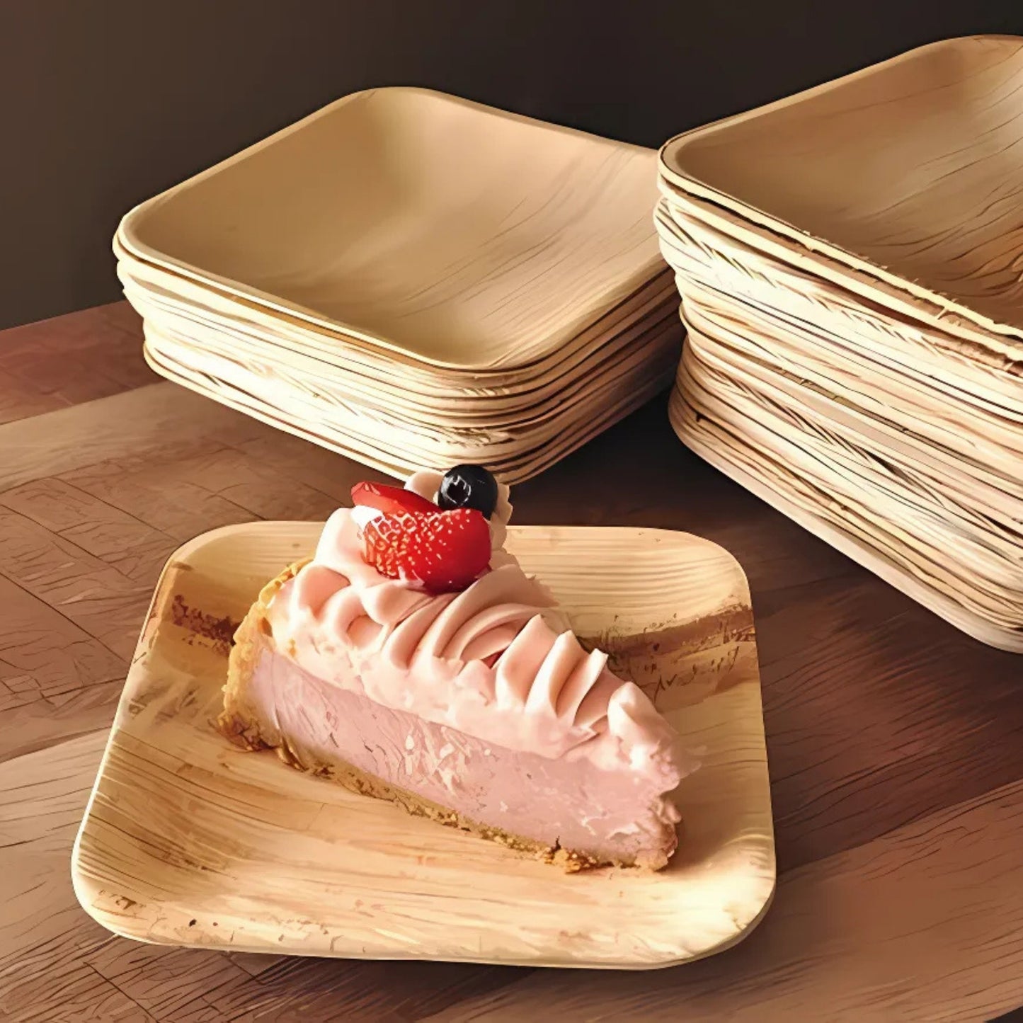 Areca Palm Leaf Square Plates Combo (10" & 7") - 200 pcs/box