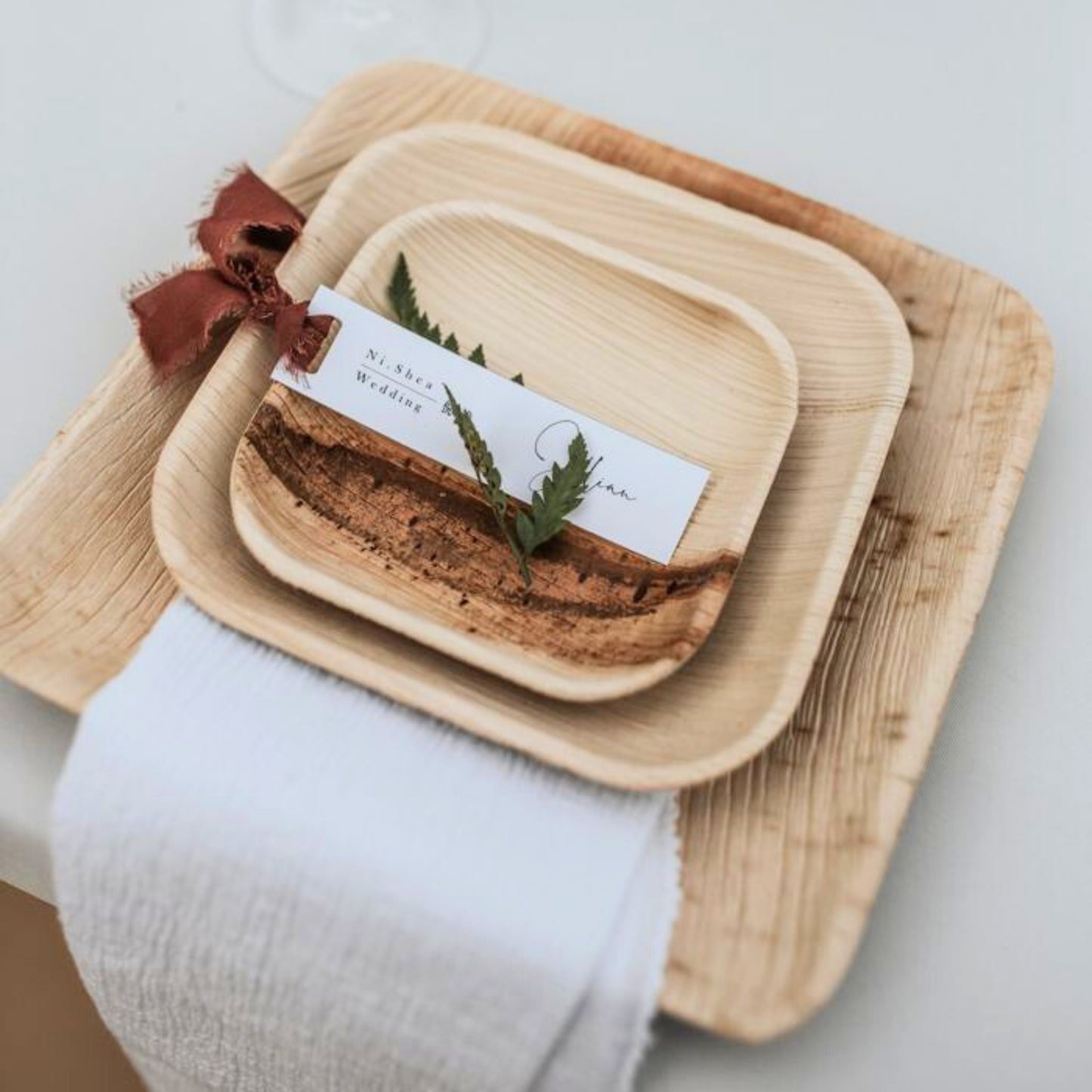 Areca Palm Leaf Square Plates Combo (10" & 7") - 200 pcs/box