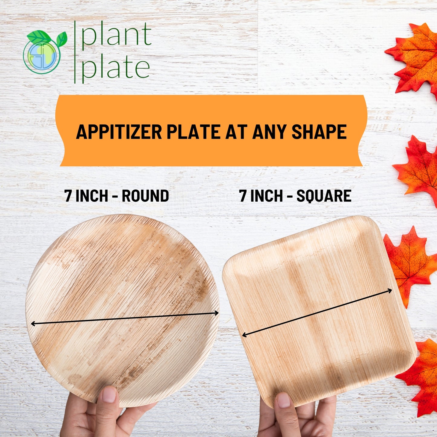 Areca Palm Leaf Plates - 7 Inch Round (200 pcs/box)