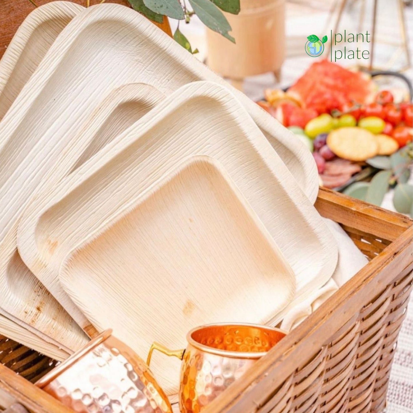 Areca Palm Leaf Square Plates Combo (10" & 7") - 200 pcs/box