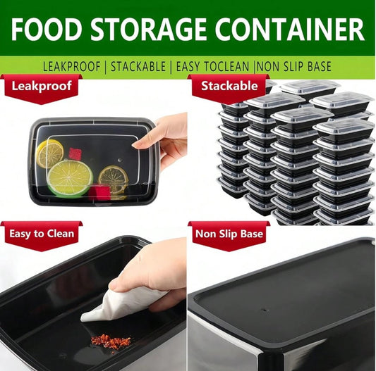 16 oz Microwavable To-Go Containers with Lids – Rectangular Takeout Boxes, 150/Case