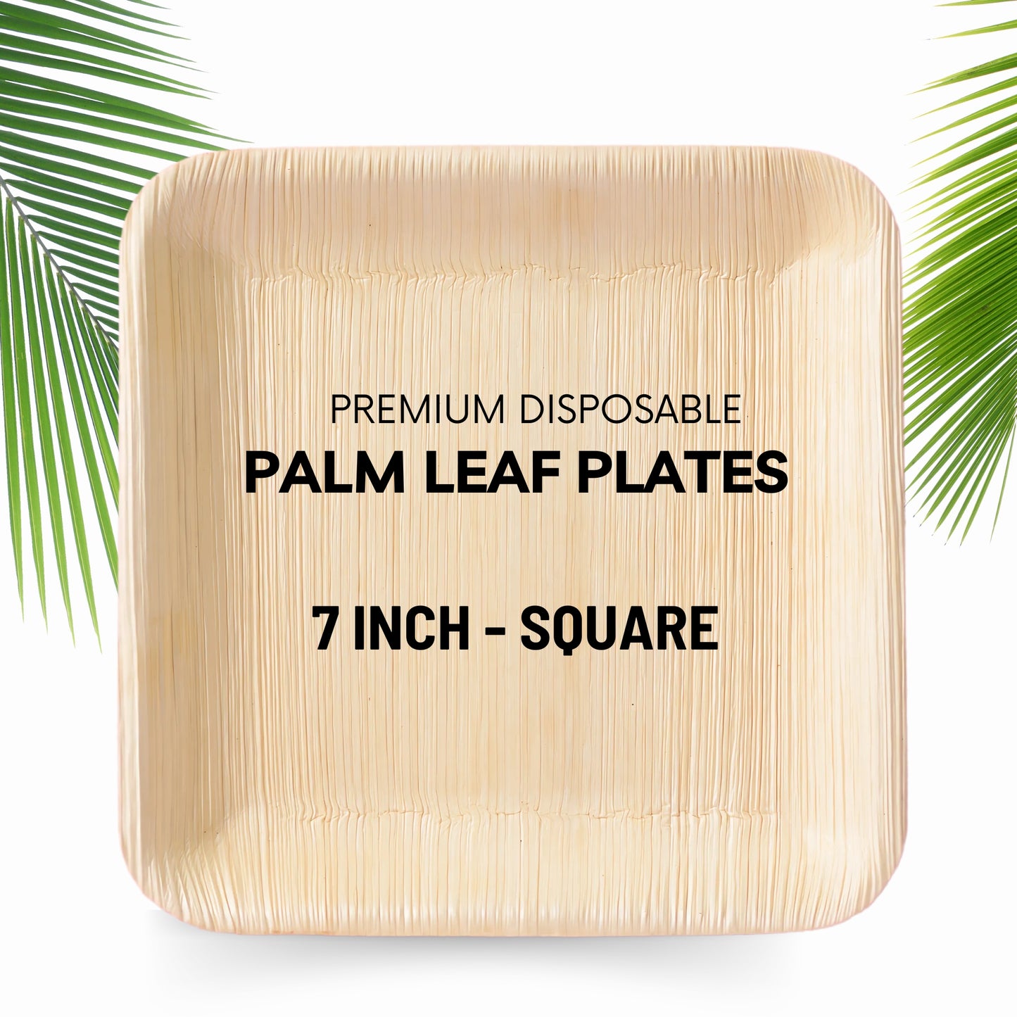 7' Square Palm Leaf Plate 200pc/Box