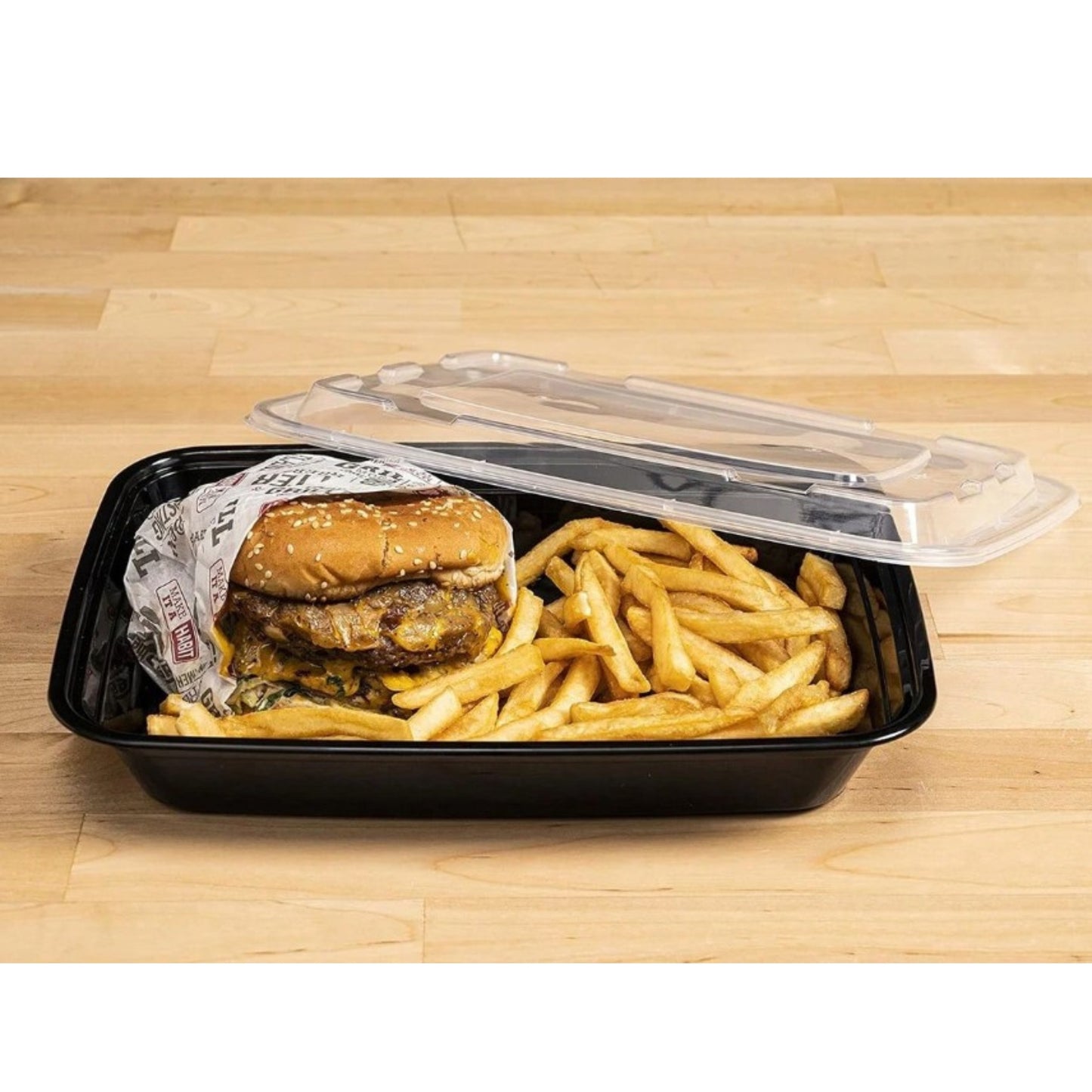 28 oz Microwavable To-Go Containers with Lids – Rectangular Takeout Boxes, 150/Case