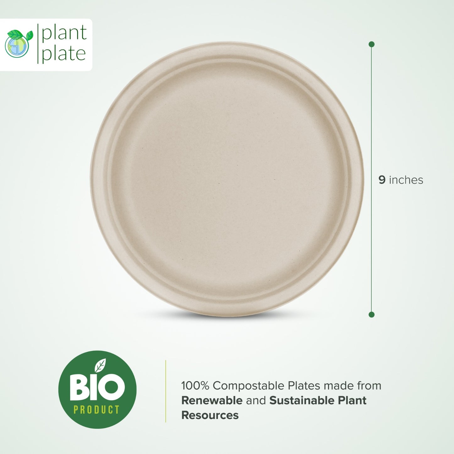 9 Inch Heavy-Duty Disposable Plates - Eco-Friendly and Biodegradable