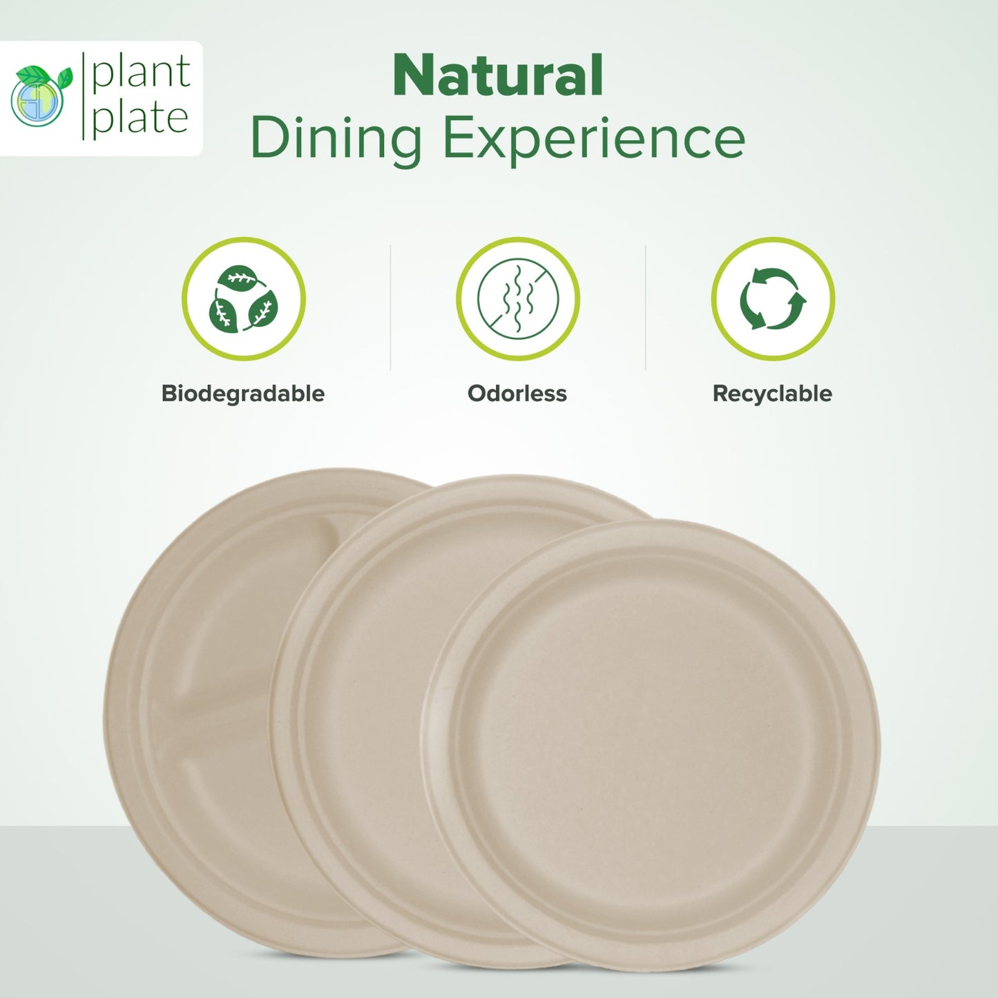 9 Inch Heavy-Duty Disposable Plates - Eco-Friendly and Biodegradable