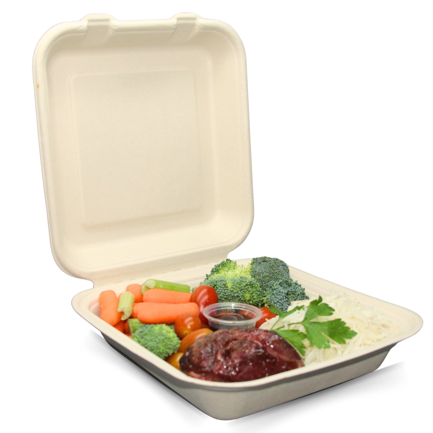 8 x 8” Biodegradable To-Go Food Containers - Pack of 50